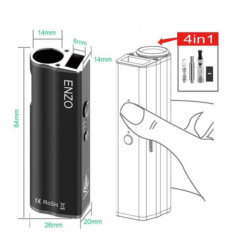ENZO 4 in 1 vaporizer device, its fit for 510 JuuL CE4 - Click Image to Close
